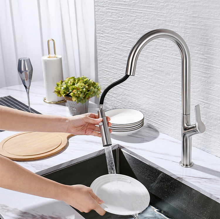 Factory direct sale Hot Cold Kitchen Faucet 304 Stainless Steel Water Tap Lead-Free Kitchen Faucet Pull Down Sprayer