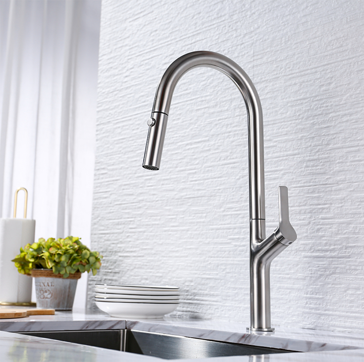 High Quality Single Handle Kitchen Sink Mixer 304 Stainless Steel Faucet Pull Down Kitchen Faucet