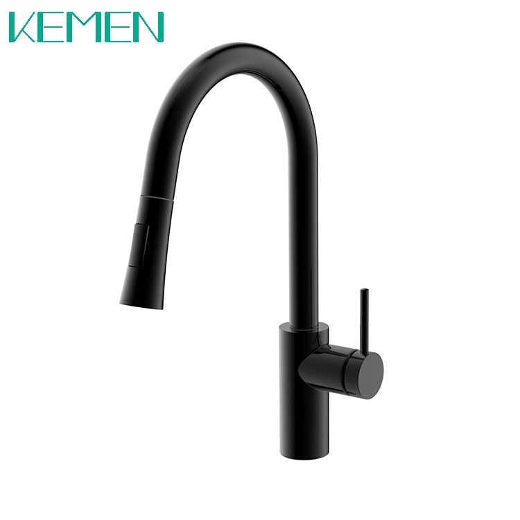 Hot Selling 304 Stainless Steele Faucet Matte Black Single Handle Pull Down Kitchen Faucet