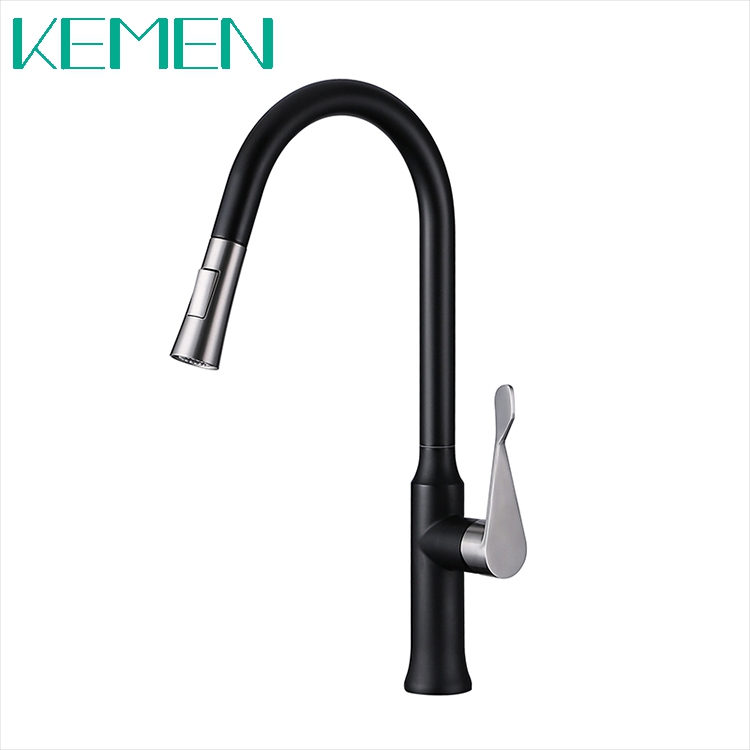 The New Design Single Handle Stainless Steel Mixer Black Water Faucet Pull-Down Kitchen Faucet