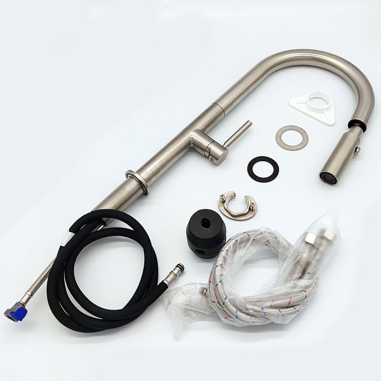 Long Neck Faucet 304 Stainless Steel Kitchen Taps Mixer Faucet Single Handle Pull Down Kitchen Sink Tap