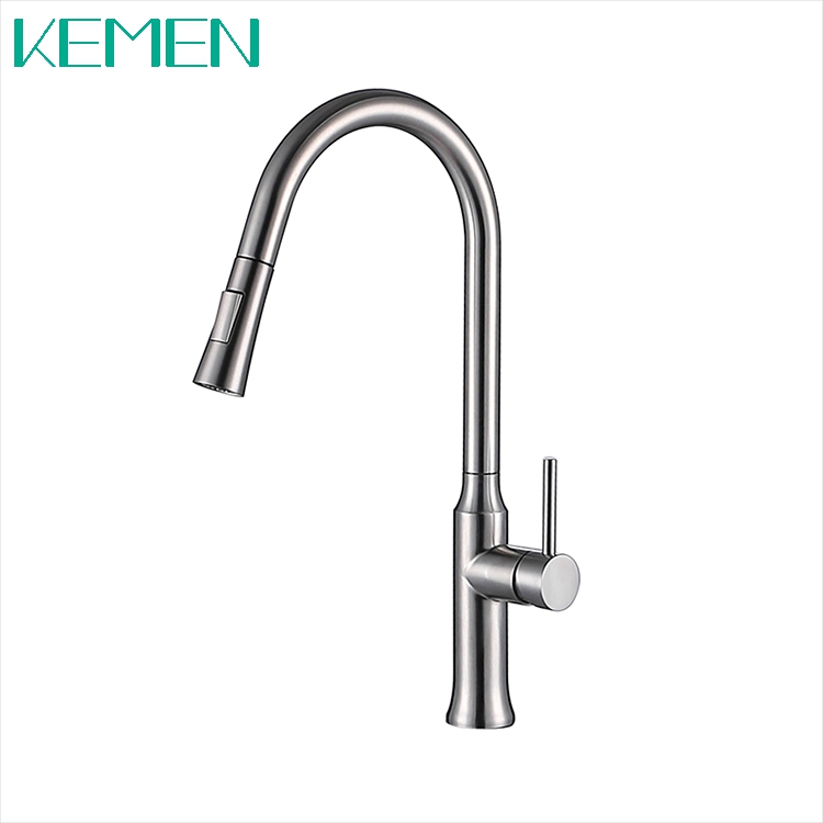 Hot Sell One Handle Kitchen Sink Faucet 304 Stainless Steel Mixer Tap Lead-free Pull Down Sprayer Kitchen Faucet