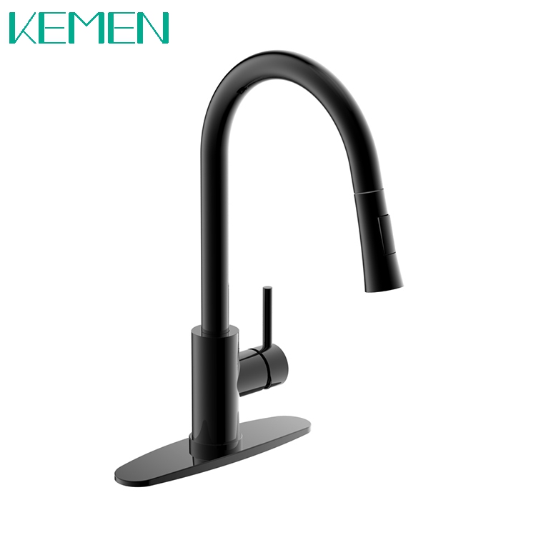 High Quality Kitchen Faucet Black 304 Mixer Taps Lead-free Pull Down Sprayer Kitchen Sink Faucet