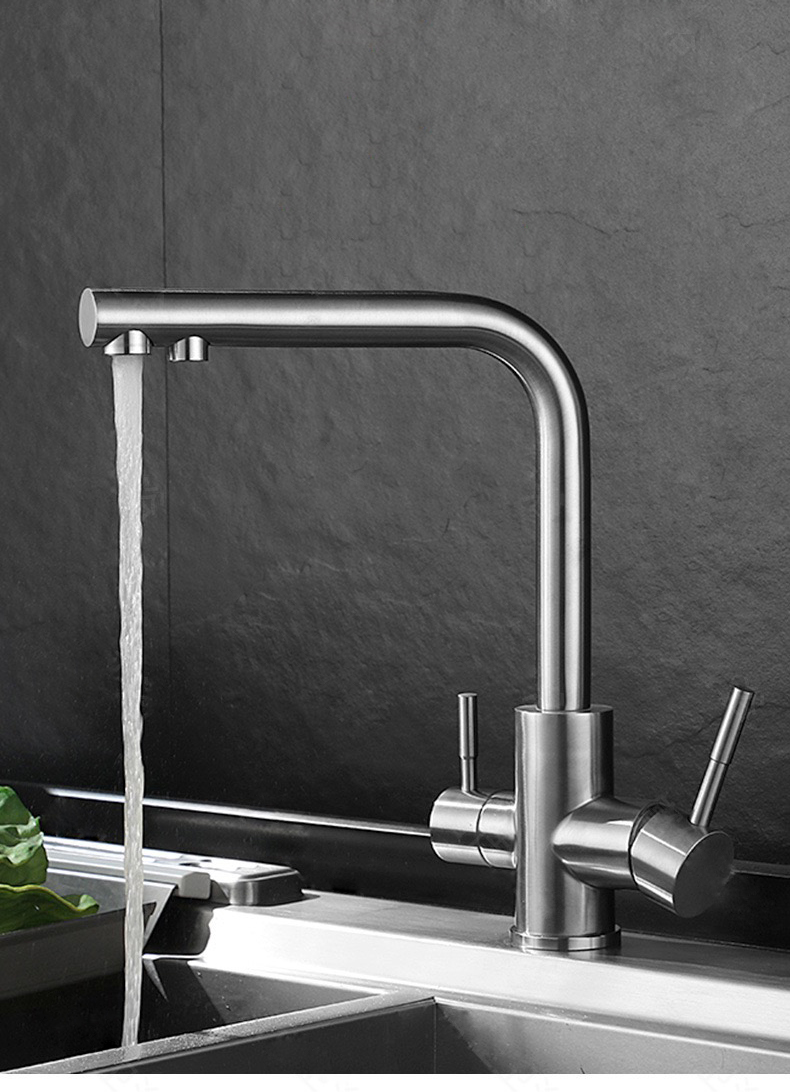 Modern 3 Three Way Faucet 304 Deck Mounted Water Filter Kitchen Tap Hot And Cold Faucet Water Filter Kitchen
