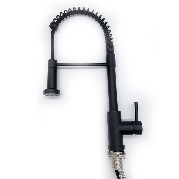 New Product Matte Black Kitchen Faucets Single Handle Pull Down Sprayer Spring Kitchen Sink Faucet
