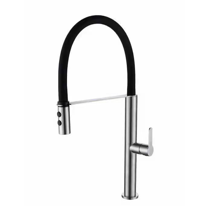 Flexible Silicone Hose Hot And Cold Water Mixer Pull Down Sprayer Tap Silicone Kitchen Faucet