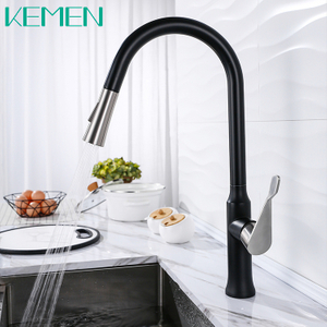 Kitchen Faucet 304 Stainless Steel Deck Mounted Mixer Taps Pull Down Matte Black Kitchen Faucet