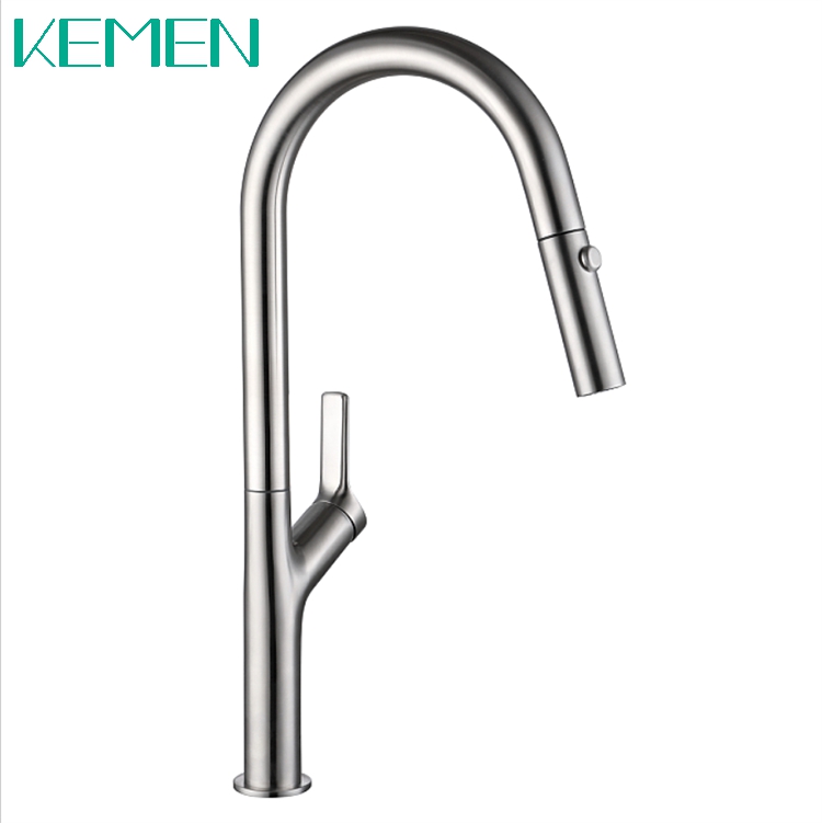 High-end Modern Brushed Stainless Steel 304 Faucet Tap Lead-free Kitchen Mixer Pull-down Kitchen Faucet