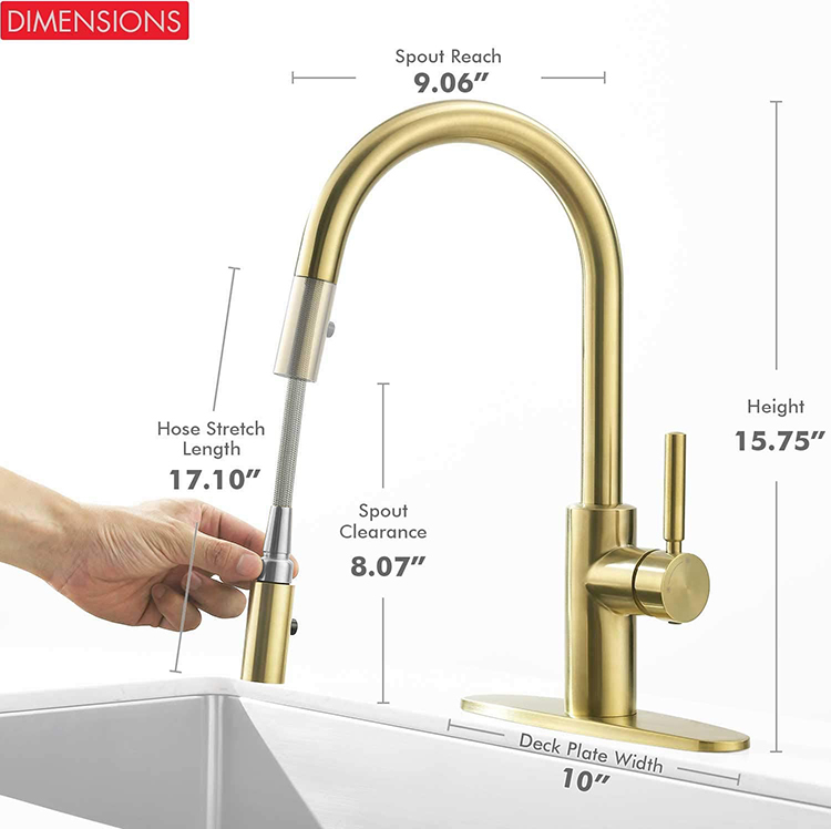 2021 Amazon Top Selling Stainless Steel 304 Deck Mounted 360 Degree Rotation Kitchen Taps Sink Faucet Kitchen Pull Down Faucet