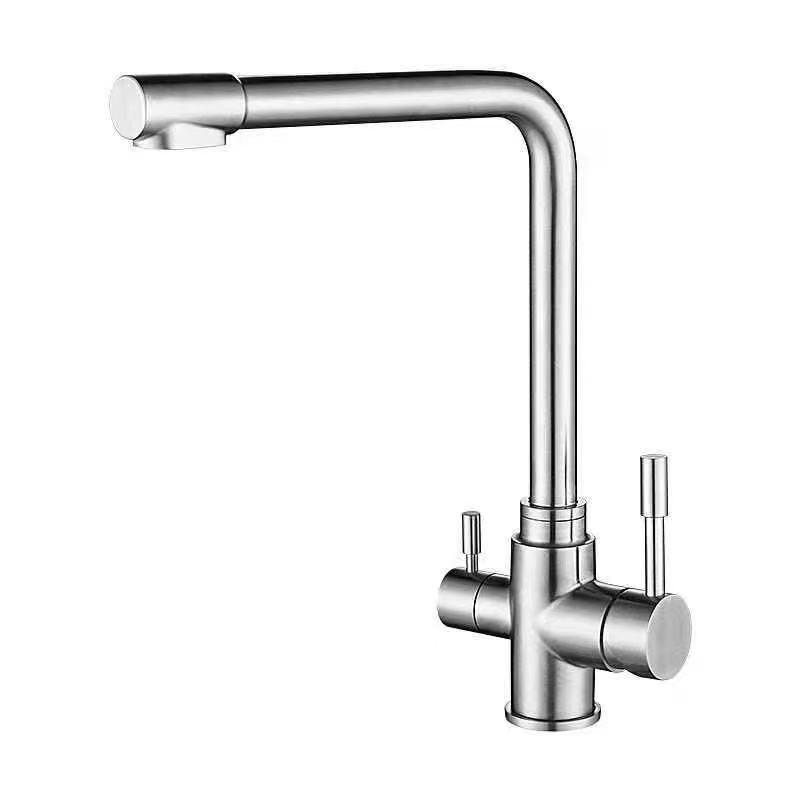 SS304 Dual Handle Direct Drinking Water Hot Cold Kitchen Faucet 3 Way Water Purifier Faucet Water Filter Mixer Tap