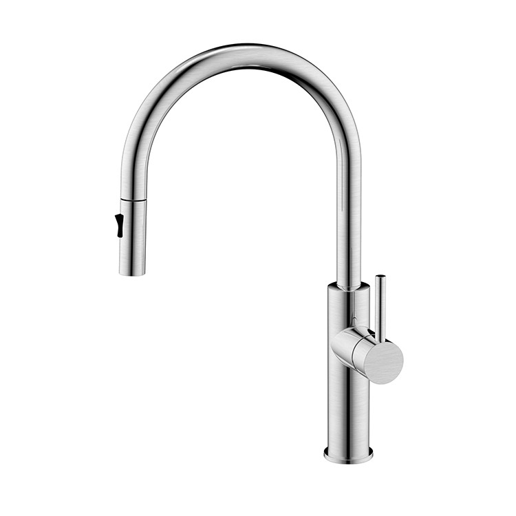 Luxury SUS304 Kitchen Faucet Brushed Finished Pull Down Hot And Cold Water Kitchen Sink Mixer Faucet