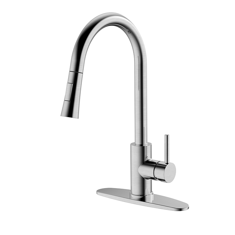 Unique Kitchen Faucet High Quality Hot And Cold Water Mixer 304 Stainless Stainless Brushed Pull Down Kitchen Sink Faucet