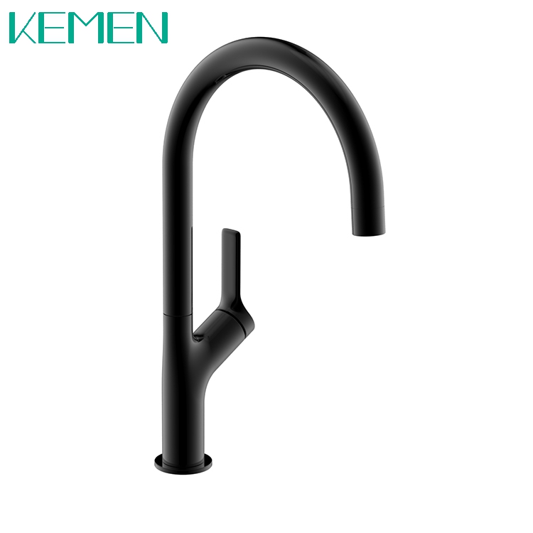 304 Stainless Steel Kitchen Faucet Matte Brushed Black Color 360 Rotating Faucet Single Lever Kitchen Faucet