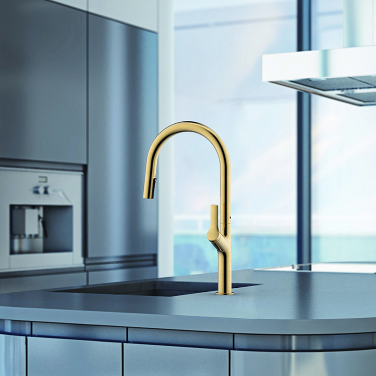 2022 New Design Brushed Gold Faucet Stainless Steel 304 Tap Water Pull Down Kitchen Faucet Tap