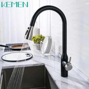 Brushed Nickel One-handle 304 Stainless Steel Kitchen Faucet With Pull Down Sprayer Tap Kitchen Shower Faucet