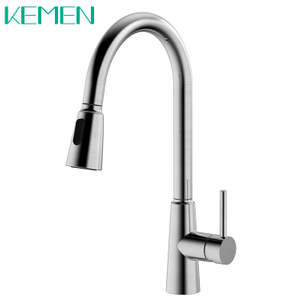 Brushed Nickel Sink Tap 304 Stainless Steel Kitchen Faucet One Handle Brushed Pull Down Kitchen Sink Faucet