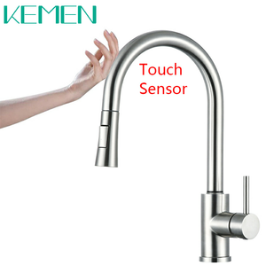 304 Stainless Steel Kitchen Sink Tap Brushed Pull Down Faucet Smart Touch Sensor Kitchen Faucet