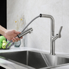 New Modern Style Deck Mounted Stainless Steel Kitchen Faucets with Pull Out Sprayer Brushed Kitchen Mixer