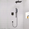 2022 High End Hotel Matte Black Square Bath Shower Mixer Set In Wall Embedded Rain Shower Faucet Set