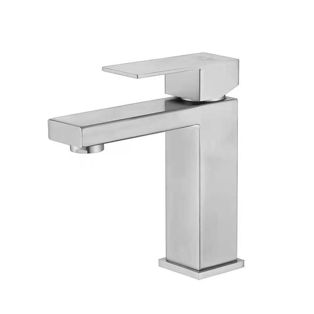 Top Selling Hot Cold Water Single Handle Bathroom Basin Sink Faucet 304 Stainless Steel Brushed Basin Faucet Mixer