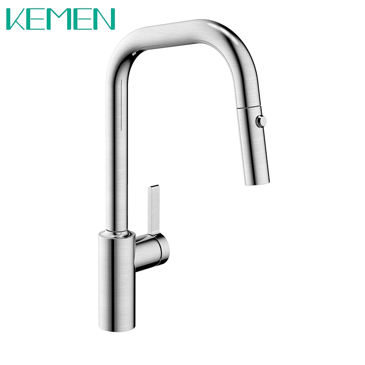 New Product Deck Mounted Pull Down Kitchen Faucet With Sprayer Stainless Steel Kitchen Sink Faucet