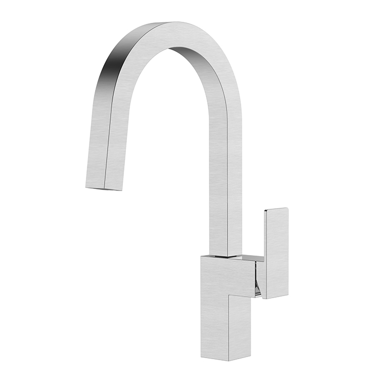 Easy Installation Hot And Cold Water Kitchen Mixer Tap Stainless Steel 304 Pull Down Square Kitchen Faucet