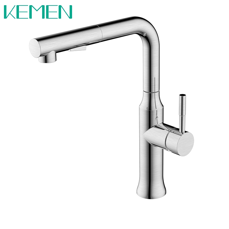 High-end Easy Retract Flexible Hose for Kitchen Faucet Dual Function Sprayer 304 Stainless Steel Pull Out Kitchen Faucet