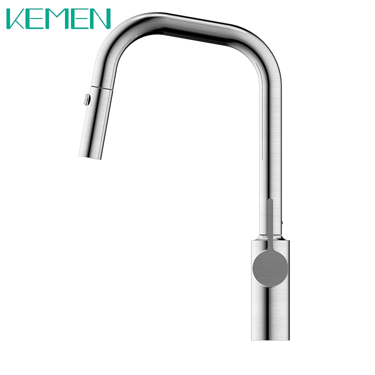 Hot And Cold Water Single Handle Kitchen Faucet 304 Stainless Steel Pull Down Kitchen Faucet