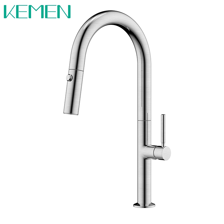 China Kitchen Faucet Hot Cold One Handle Flexible Mixer Taps SS Pull Down Kitchen Faucet