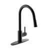 Lead Free 304 Stainless Steel Single Handle Pull Down Kitchen Sink Faucet With Deck Plate Matte Black Kitchen Faucet