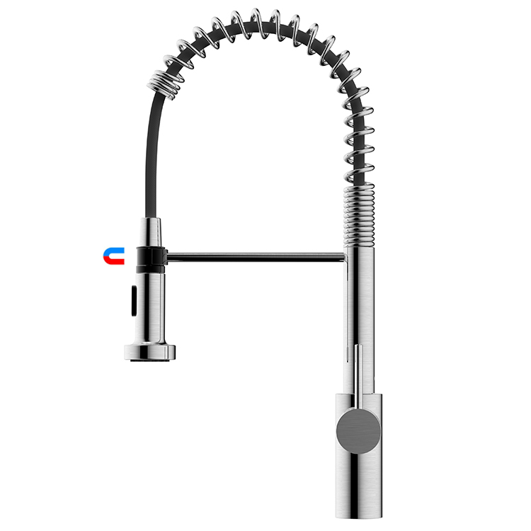 New Design Flexible Spring Kitchen Faucet Stainless Steel 304 Pull Down Kitchen Faucet with Magnetic Mounted Sprayer