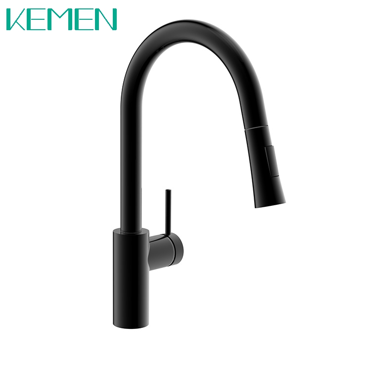 Hot Selling 304 Stainless Steele Faucet Matte Black Single Handle Pull Down Kitchen Faucet