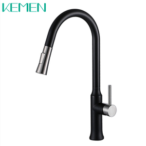 High Quality Kitchen Faucet 304 Stainless Steel Matte Black Hot Cold Kitchen Faucet with Pull Down Sprayer